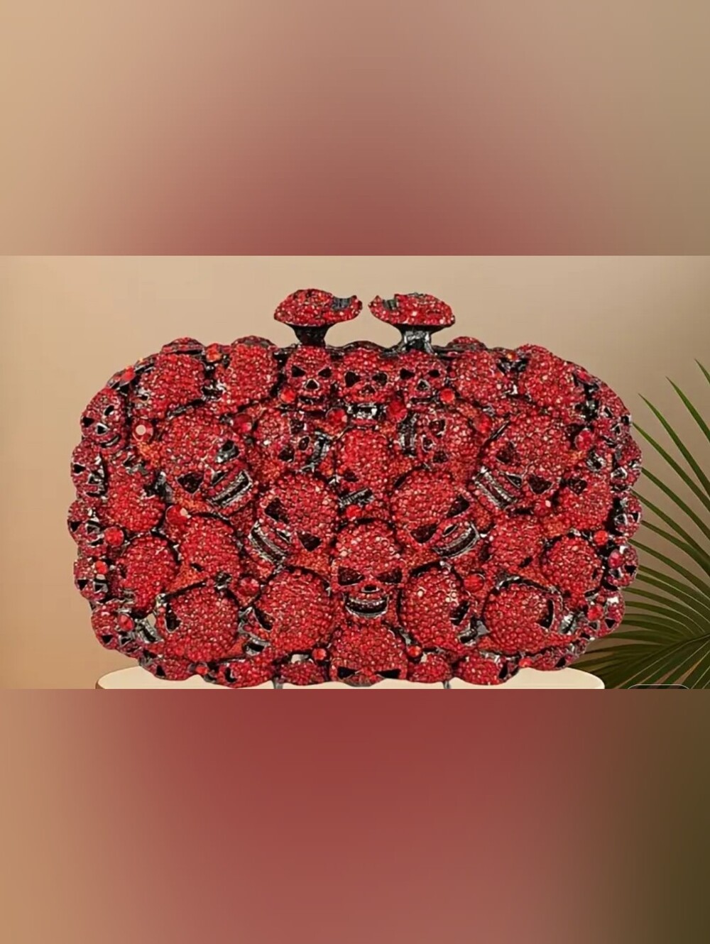 Red Crystal Skull Evening Clutch - Designer Style